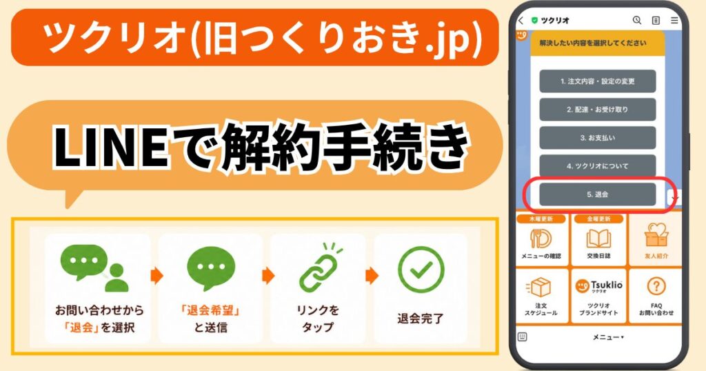 ツクリオ(旧つくりおき.jp)の解約(退会)手順