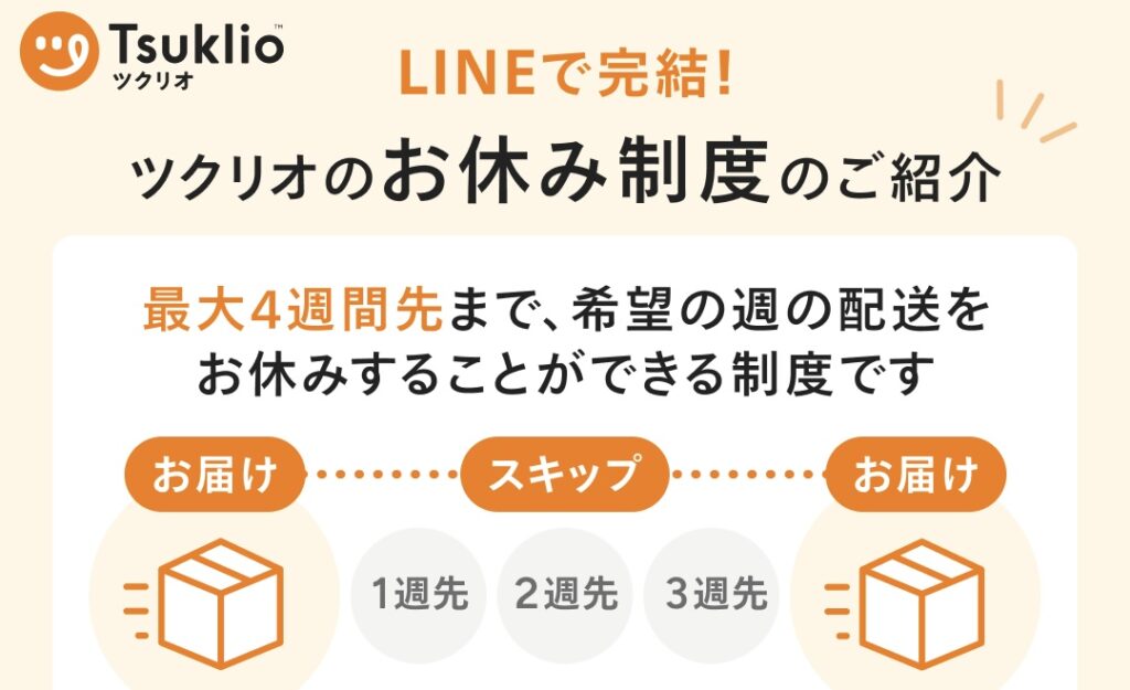 ツクリオ(旧つくりおき.jp)を冷凍せずに食べきるための工夫「お休み週登録」