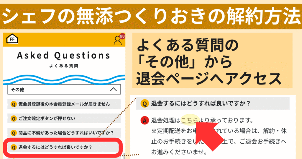 シェフの無添つくりおきの解約（退会）方法