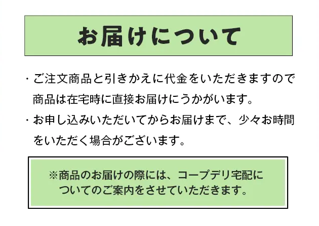 コープデリ期間限定お試しセットのお届けについて（担当者が直接お届け・コープデリ宅配の案内あり）
