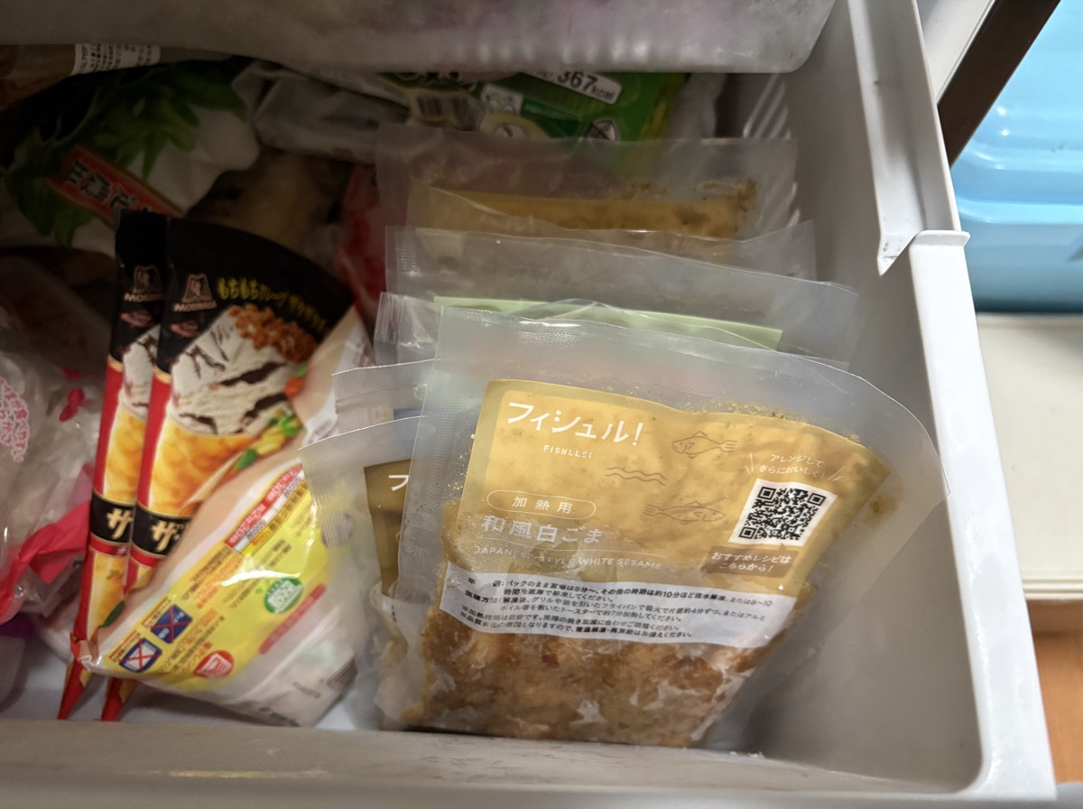 フィシュル10パックを家庭用冷凍庫に入れたところ